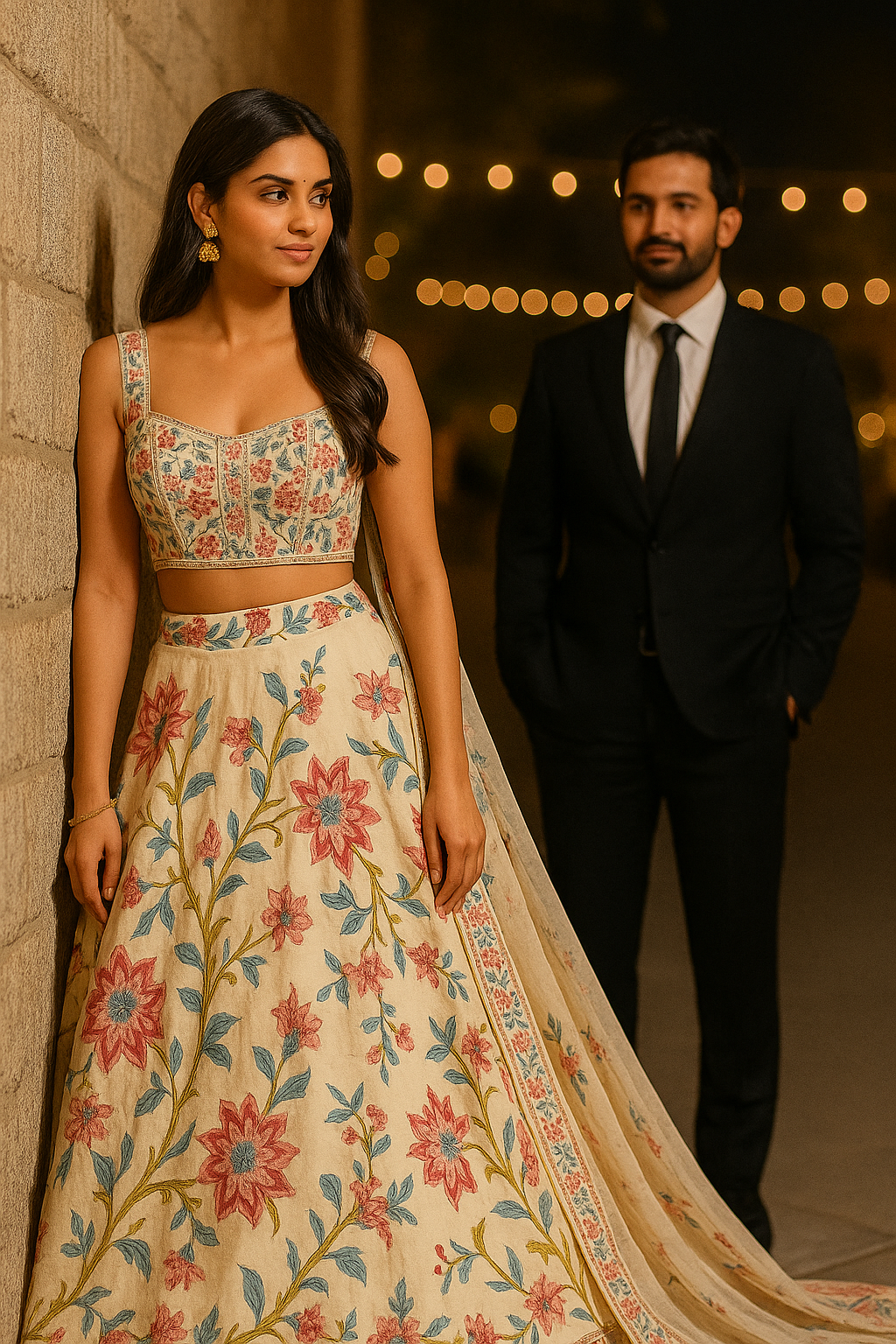 Elegant Wine Gold Embroidered Lehenga Set - Image 2