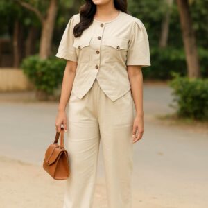 Urban Chic Buttoned Co-Ord Set for Women